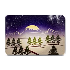 Background Christmas Snow Figure Small Doormat  by Nexatart