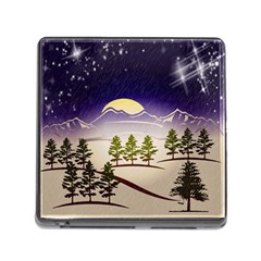 Background Christmas Snow Figure Memory Card Reader (Square)