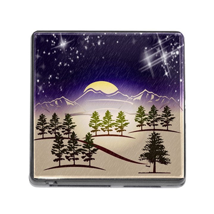 Background Christmas Snow Figure Memory Card Reader (Square)