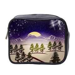 Background Christmas Snow Figure Mini Toiletries Bag 2-side by Nexatart