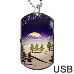 Background Christmas Snow Figure Dog Tag USB Flash (One Side)