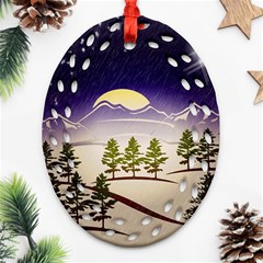 Background Christmas Snow Figure Ornament (oval Filigree) by Nexatart