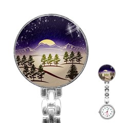 Background Christmas Snow Figure Stainless Steel Nurses Watch by Nexatart