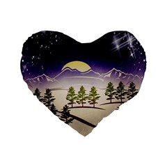 Background Christmas Snow Figure Standard 16  Premium Flano Heart Shape Cushions