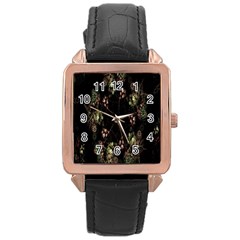 Fractal Art Digital Art Rose Gold Leather Watch 