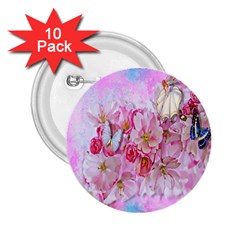 Nice Nature Flowers Plant Ornament 2 25  Buttons (10 Pack)  by Nexatart