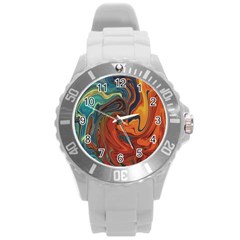 Creativity Abstract Art Round Plastic Sport Watch (l) by Nexatart