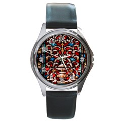 Decoration Art Pattern Ornate Round Metal Watch by Nexatart