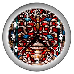 Decoration Art Pattern Ornate Wall Clocks (silver)  by Nexatart