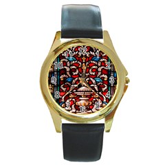 Decoration Art Pattern Ornate Round Gold Metal Watch by Nexatart