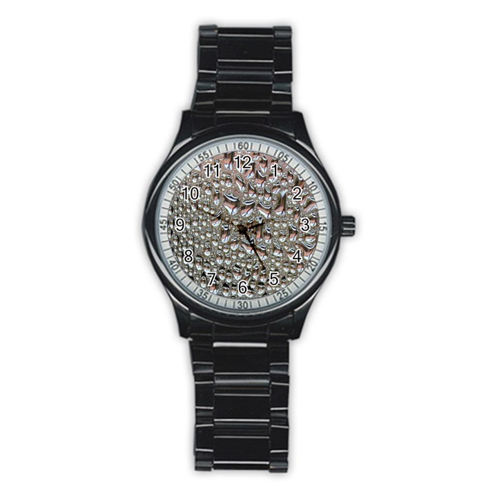 Droplets Pane Drops Of Water Stainless Steel Round Watch