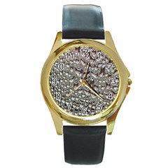 Droplets Pane Drops Of Water Round Gold Metal Watch by Nexatart