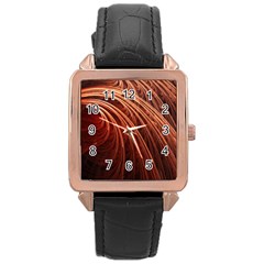 Abstract Fractal Digital Art Rose Gold Leather Watch  by Nexatart