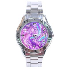 Abstract Art Texture Form Pattern Stainless Steel Analogue Watch by Nexatart