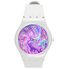 Abstract Art Texture Form Pattern Round Plastic Sport Watch (m) by Nexatart