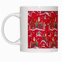 Red Background Christmas White Mugs