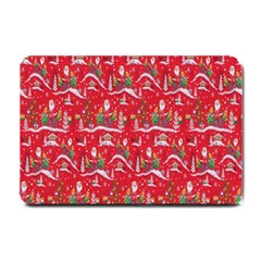 Red Background Christmas Small Doormat  by Nexatart