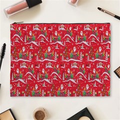 Red Background Christmas Cosmetic Bag (xl) by Nexatart