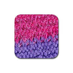 Wool Knitting Stitches Thread Yarn Rubber Coaster (square)  by Nexatart