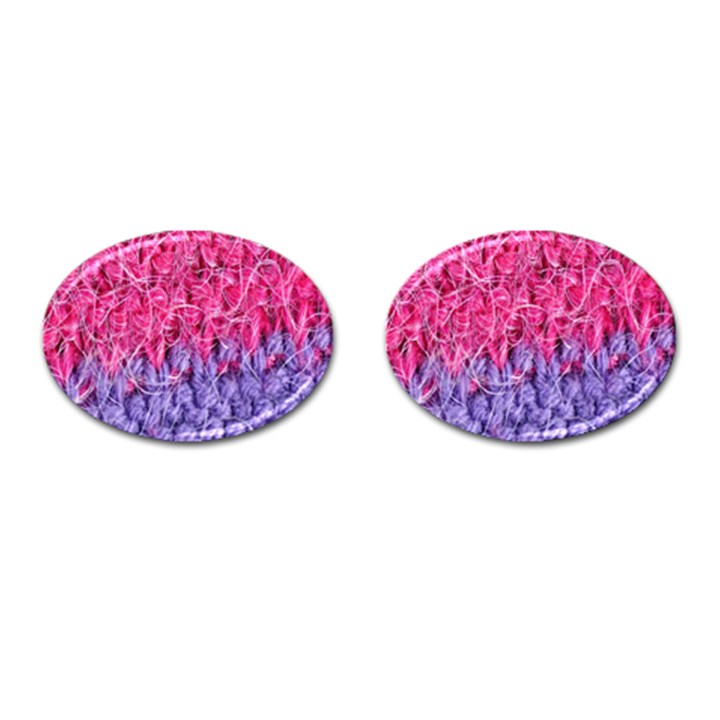 Wool Knitting Stitches Thread Yarn Cufflinks (Oval)