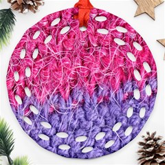 Wool Knitting Stitches Thread Yarn Round Filigree Ornament (Two Sides)