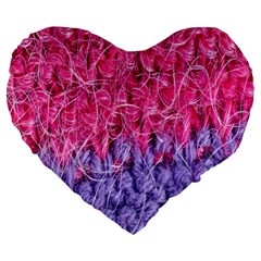 Wool Knitting Stitches Thread Yarn Large 19  Premium Flano Heart Shape Cushions by Nexatart