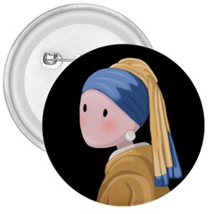 Girl With A Pearl Earring 3  Buttons by Valentinaart