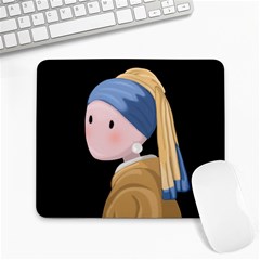 Girl With A Pearl Earring Large Mousepads by Valentinaart