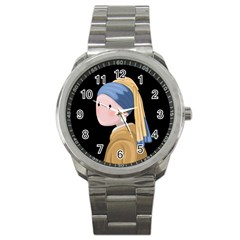 Girl With A Pearl Earring Sport Metal Watch by Valentinaart