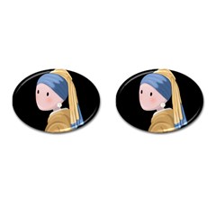 Girl With A Pearl Earring Cufflinks (oval) by Valentinaart