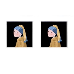 Girl With A Pearl Earring Cufflinks (square) by Valentinaart