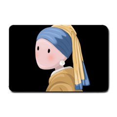 Girl With A Pearl Earring Small Doormat  by Valentinaart