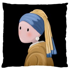 Girl With A Pearl Earring Large Cushion Case (two Sides) by Valentinaart