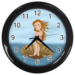 The Birth Of Venus Wall Clocks (black) by Valentinaart