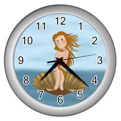 The Birth Of Venus Wall Clocks (silver)  by Valentinaart