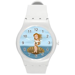 The Birth Of Venus Round Plastic Sport Watch (m) by Valentinaart