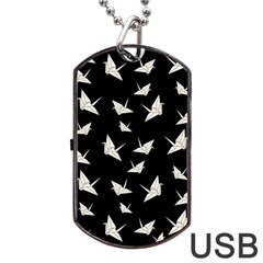 Paper Cranes Pattern Dog Tag Usb Flash (two Sides) by Valentinaart