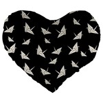 Paper cranes pattern Large 19  Premium Heart Shape Cushions Front