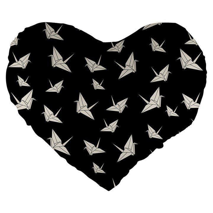 Paper cranes pattern Large 19  Premium Heart Shape Cushions