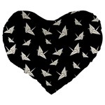 Paper cranes pattern Large 19  Premium Heart Shape Cushions Back