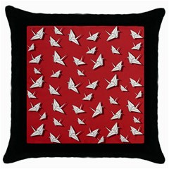 Paper Cranes Pattern Throw Pillow Case (black) by Valentinaart