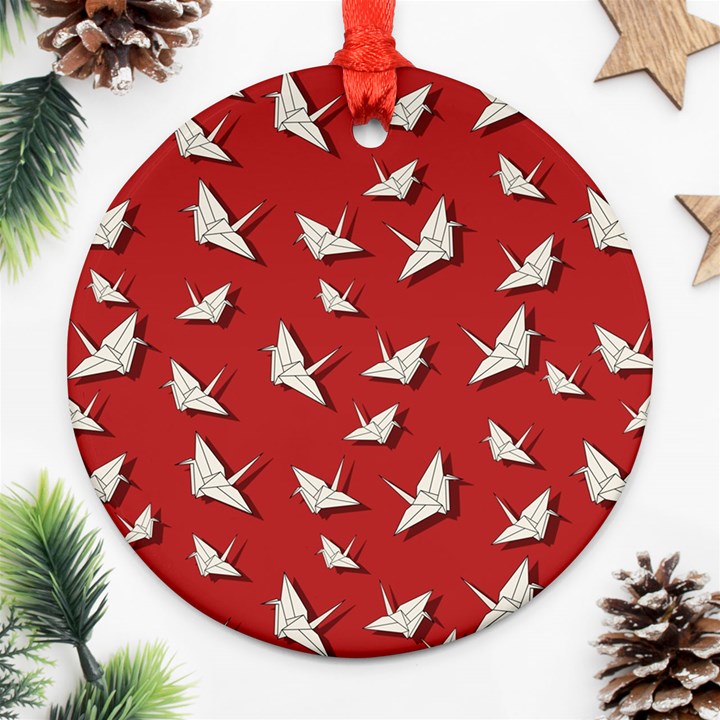 Paper cranes pattern Round Ornament (Two Sides)