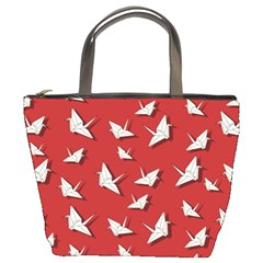 Paper Cranes Pattern Bucket Bags by Valentinaart