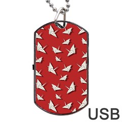 Paper Cranes Pattern Dog Tag Usb Flash (one Side) by Valentinaart