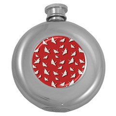 Paper Cranes Pattern Round Hip Flask (5 Oz) by Valentinaart