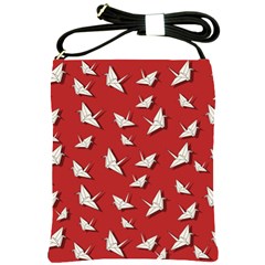 Paper Cranes Pattern Shoulder Sling Bags by Valentinaart