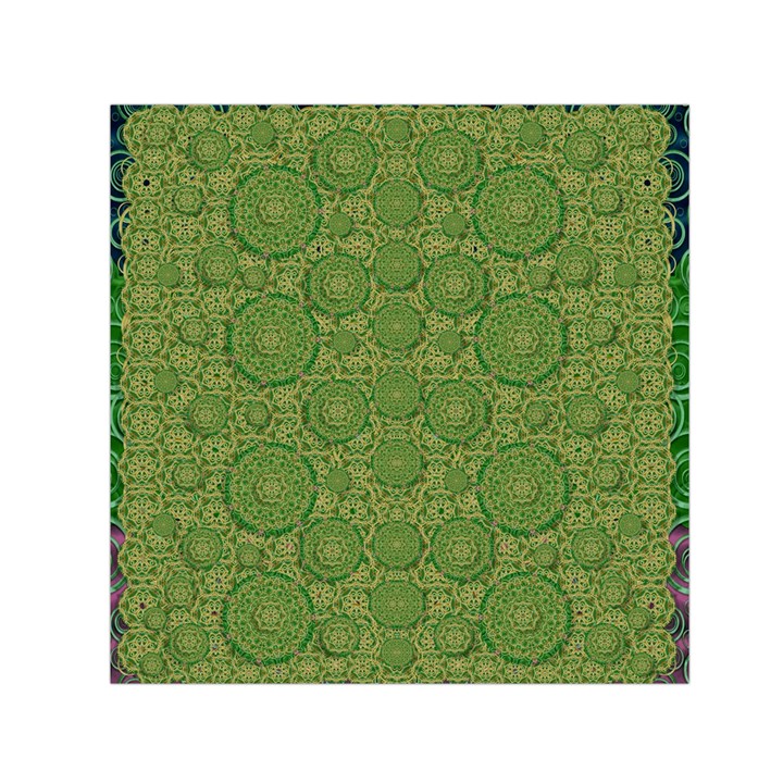 Stars In The Wooden Forest Night In Green Small Satin Scarf (Square)