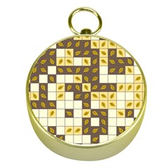 Autumn Leaves Pattern Gold Compasses by linceazul