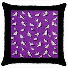 Paper Cranes Pattern Throw Pillow Case (black) by Valentinaart