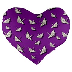 Paper Cranes Pattern Large 19  Premium Heart Shape Cushions by Valentinaart